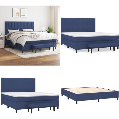 Boxspringbett mit Matratze Blau 160x200 cm Stoff - Boxspringbett - Doppelbett - Schlafraum - Blau - Bettauflage - Home & Living (1/5)
