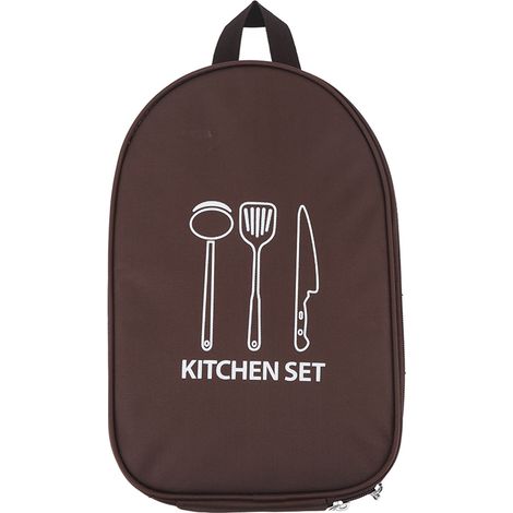 Sacoche de camping en toile pour ustensiles de cuisine, couteaux et outils portables, idéale pour les barbecues en plein air (marron). (1/5)