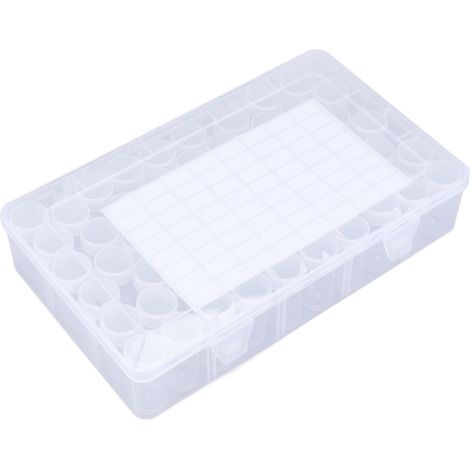 Boîte de rangement pour 60 pièces de peinture diamant, flacon de rangement portable en plastique pour perles avec boîte de rangement et autocollants