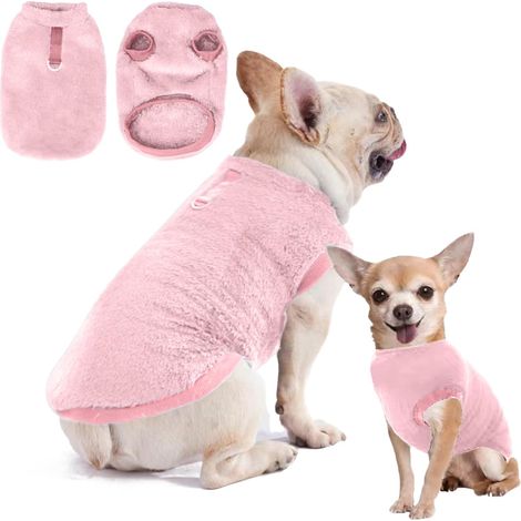Pull-Over en Polaire pour Chien et Chat - Manteau d'Hiver avec Anneau en D pour Petite et Moyenne Taille - Vêtement pour Animaux de Compagnie (Rose, S) (1/5)