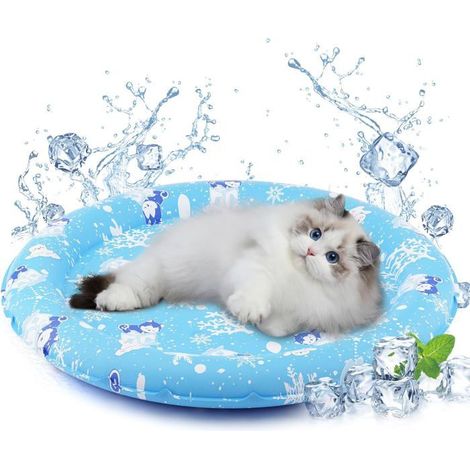 Tapis de Refroidissement pour Chiens Chats Rond 55cm, Auto-refroidissant Pendant 30s, Coussin de Refroidissement (1/4)