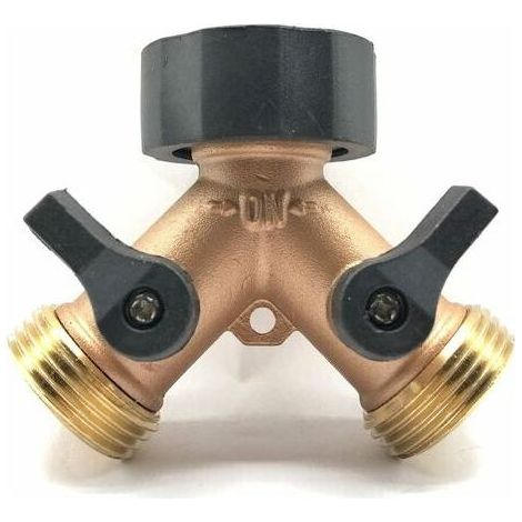 Répartiteur de Robinet 2-Voies Y-Distributeur pour Tuyaux D'Arrosage, Double Arrivee d'eau Machine a Laver Répartiteur D'Eau 3/4 Pouces pour Connexion de 2 Appareils, Laiton (1/5)