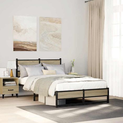 Metallbett ohne Matratze Sonoma-Eiche 120x200 cm (1/5)