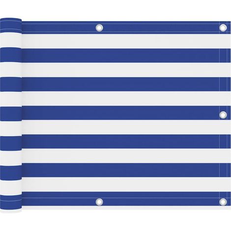 Écran de balcon Blanc et bleu 75x500 cm Tissu Oxford (1/5)