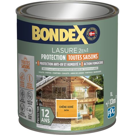 Lasure 2en1 Protection Toutes Saisons 12 ans - 1L - Chêne Doré - Bondex (1/2)