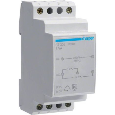 [NEUWERTIG] B-Ware Hager Klingel-Transformator Türklingel Klingeltrafo Trafo Hutschiene 8V 12V 1 A (1/2)