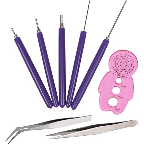 8 PCS Ensemble D'outils de Papier Quilling, Kit de Papier Quilling, 5 PCS Stylos Quilling, 1 PCS Pince à Epiler et 1 PCS Entraîneur de Curling Quilling. (1/5)