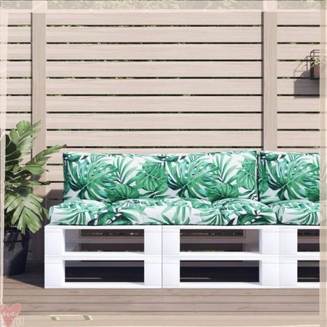 360934 Coussins de palette lot de 2 motif de feuilles tissu (1/5)