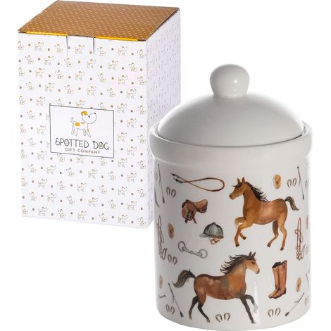Boîte de Rangement pour Alimentaire, Céramique Bocal de Conservation pour Café Thé Sucre, Mignon Animaux Cuisine Article et Cadeau pour Chevaux Amoureux 1000ml (1/5)