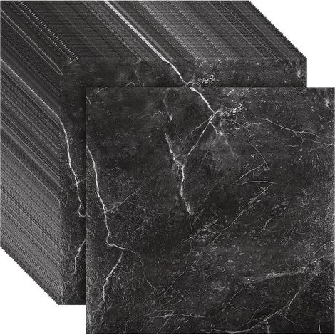 40 Dalles Sol Vinyle Autocollant Effet Marbre Noir 30x30cm 1,3mm Imperméable Cuisine Salle De Bain (1/5)