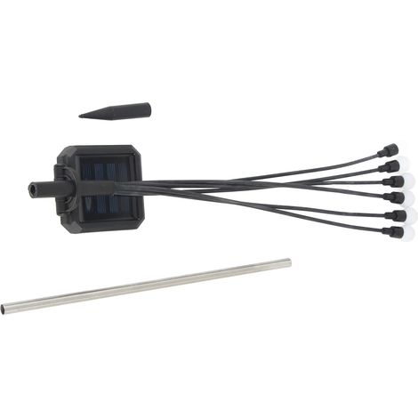 Lampe solaire de jardin à 6 têtes, lumière chaude, avec contrôle intelligent de la luminosité et sensibilité, étanche et idéale pour la cour et le jardin. (1/5)