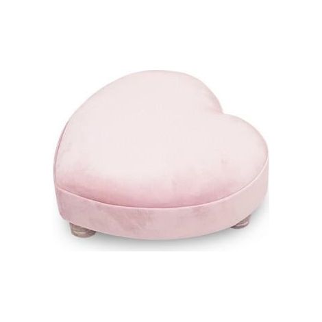Poggiapiedi cuore velluto rosa cm 30x30x14h