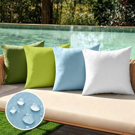 Set di 4 fodere impermeabili per cuscini da esterno,realizzate in finta poliestere e lino,federe decorative per giardino,blu royal,3050 cm (1/5)