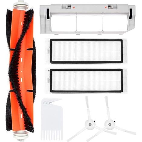 Accessoires pour Le Robot aspirateur Xiaomi Mi Roborock S55 S50 S51-1 Brosse Principale, 2 brosses latrales, 2 filtres HEPA,1 Couverture de Brosse Principale, 1 Outils de nettoyages (1/5)