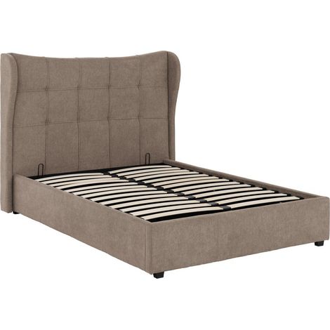 Verona 5 Feet Ottoman Bed Frame - L221 x W175 x H134 cm - Brown Fabric