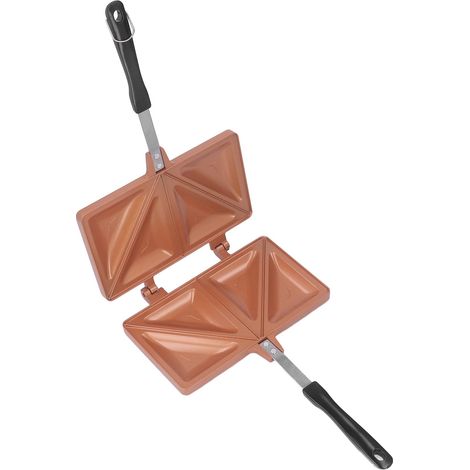 Warme Sandwichform aus Aluminiumlegierung, doppelseitige Hot-Dog-Pfanne, vergoldete Grillplatte (1/5)