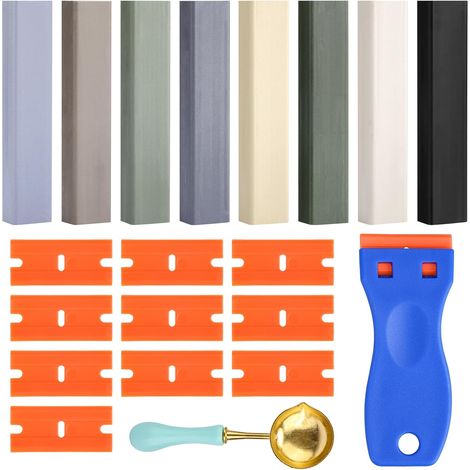 Kit De Réparation De Cire Dure, 8 Couleurs Kit Reparation Carrelage, Gris  Cire de répara, Ensemble de cires de réparation pour meubles, mastic de réparation pour rayures, dommages, trous et comptoirs (1/5)