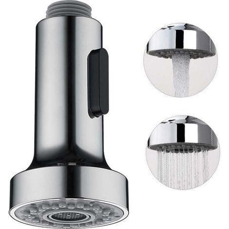 Kitchen Faucet Pull-Out Sprayer, 2-Mode Kitchen Faucet Head, Replacement Pull-Out Sprayer for Kitchen Mixer Tap, Chrome, G1/2" (1/3)