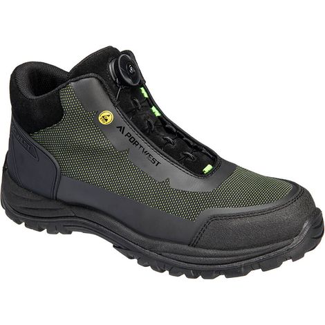 Stivaletto composito con puntale medio S3, ESD, SR, FO - 37 - Nero/verde - Portwest