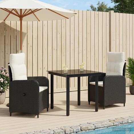 vidaXL Sofa-Tischset mit Kissen mit Kissen 3 pcs Schwarz und Cremeweiß (1/5)