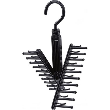 20 rangées Porte-Cravates Ceinture écharpe Cravates Cintre réglable 360 degrés Support Rotatif Multifonctionnel Placard Organisateur Famille (1/5)