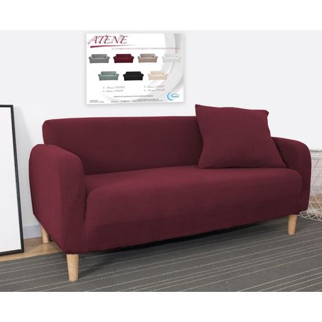 COPRIDIVANO elasticizzato ATENE universale BORDEAUX bielastico 4 POSTI cm. 200 - 260 (1/5)