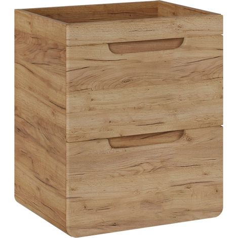 Möbelwaschtisch ERBANO – 2 Schubladen – 60 cm – Eichenfarbe hell – Modernes hängendes Design