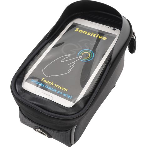 Sacoche de cadre avant pour téléphone de vélo, spacieuse, sensible, étanche, avec bande réfléchissante, pour vélo. (1/5)