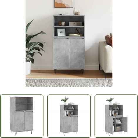 Buffet industriel - Buffet haut Gris béton 60x36x110 cm Bois d'ingénierie (1/5)