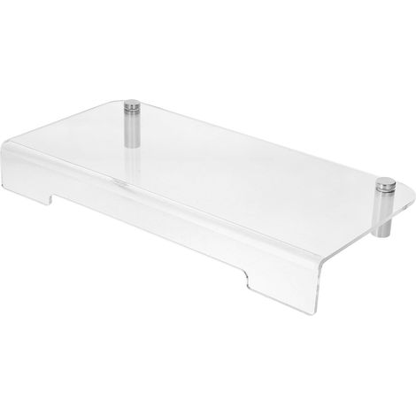 Support Écran Bureau en Acrylique 40X20X5 CM Pieds Métalliques Inoxydables Rehausseur Rangement pour Accessoires Ordinateur Espace Professionnel (1/5)