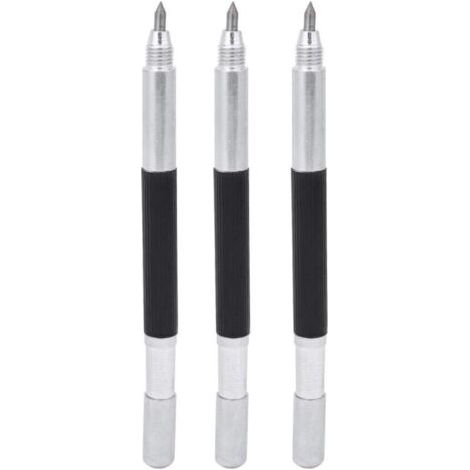 3 pcs Stylo , Double Pointe En Carbure Métal Marquage Stylo Graveur pour Verre Céramique Carreau Métal BoisPointes à tracer (1/4)