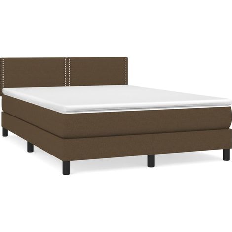 Maison Exclusive - Cama box spring con colchón tela marrón oscuro (1/5)
