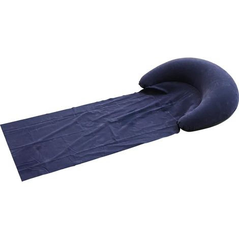 Tapis de plage gonflable pliable (bleu foncé) pour le camping en plein air, léger et portable, facile à utiliser, parfait pour les fêtes sur la plage (1/4)