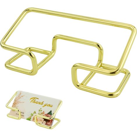 Porte-cartes de visite de bureau en métal doré, organisateur pour femmes et hommes (1/5)