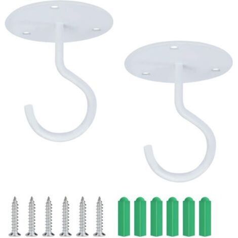 Gancio da soffitto con vite, gancio a parete per appendere luci, cestini per piante da giardino, fioriere, mangiatoie per uccelli, lanterne, campanelli a vento, zanzariere (2 pezzi) (1/4)