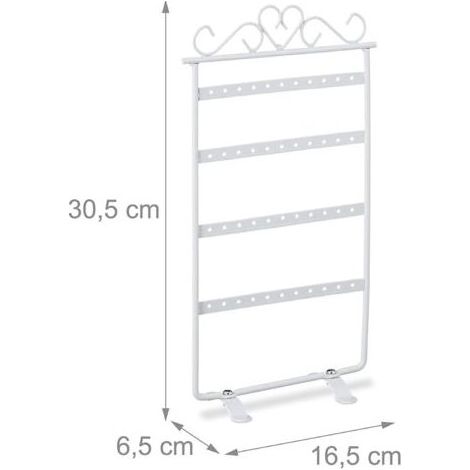 Schmuckständer, Ohrringständer aus Metall, Ohrring-Organizer, Vintage-Schmuckhalter, Ständer für Ohrringe und Halsketten (Weiß, 48 Löcher) (1/4)