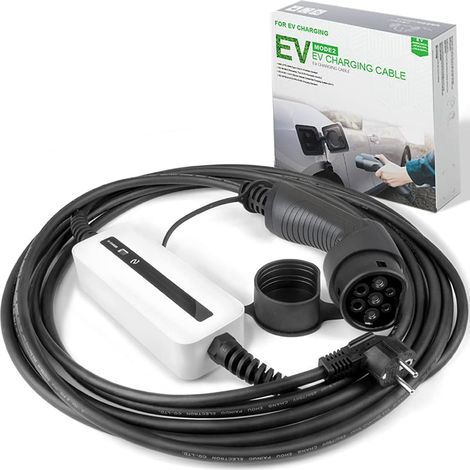 Electric Car Charger 10/16A Type 2 Changer EV 2.2/3.6KW Switchable Charging Cable Charging Cable Standard EU Schuko 2 Pole IEC 62196-2 EVSE (Euro Plug) 6 m (1/5)