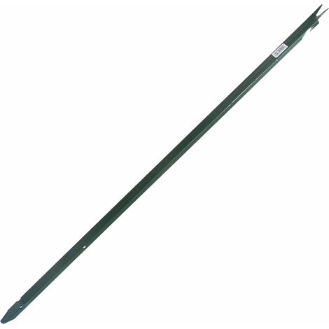 Piquet en métal massif vert laqué 1.25 m – 5 perçages pour fil de fer – Embout pointu pour bonne pénétration dans le sol – Tenax