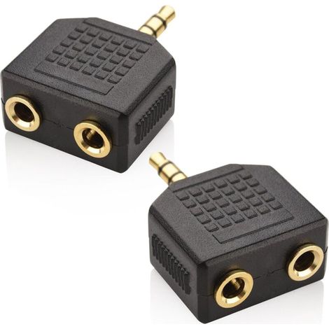 2 Pièces Répartiteurs Audio en Y 3.5 mm - 1 Mâle vers 2 Femelles pour Lecteurs Multimédias et Appareils Audio - Permet à Deux Personnes d’Écouter Une Même Source Sonore (1/5)