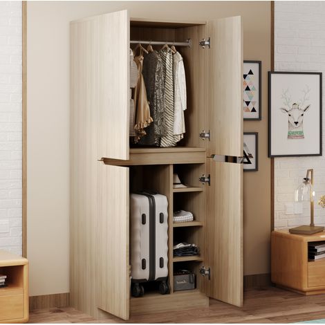 Kleiderschrank 70x40x170 cm in Holzoptik aus Holz mit Doppeltüren und Fächern (1/5)