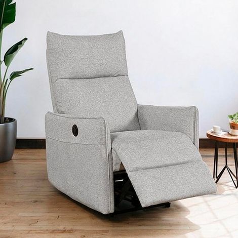 Poltrona Relax Melany con Recliner Elettrico in Tessuto Grigio – Comfort e Innovazione