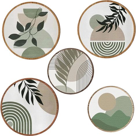 Decoration Murale, Ensemble de 5 Pièces, Décoration Murale Bohème en Bois, Deco Murale Boheme, Convient aux Chambres, Salons, Ateliers D'artistes, Maisons de Campagne et Couloirs (Vert) (1/5)