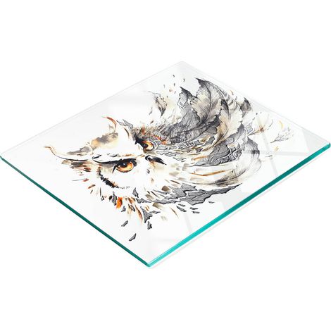 Vassoio decorativo in vetro con gufo grafico per servire snack, 60x52 cm (1/5)