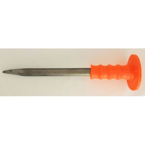 ORECA - SCALPELLO DA MURATORE PUNTA + PARAMANO 16X300MM ESAGONALE - IMPUGNATURA IN PLASTICA ARANCIONE (1/2)