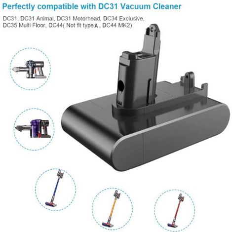 Batteries de remplacement lithium-ion 22,2 V pour aspirateurs Dyson DC34/DC44/DC45 (1/3)