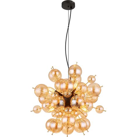 Globo - lámpara colgante - Udo - latón negro - vidrio - Ø 55cm -