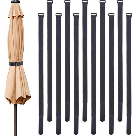 12 Sangle de Fixation pour Parasol de Terrasse de 1m Noire Réutilisable Auto Adhésive Réglable Fixation Fixe Sangle de Parasol Stabilisateur Multifonction Sangles pour Grands de Parapluie (1/5)
