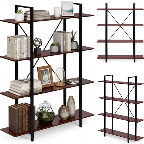 Estantería industrial tipo loft con estructura metálica de 4 niveles y tablero MDF (1/5)