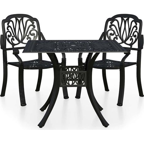 Ensemble de bistro 3 pcs  Mobilier de jardin Aluminium coulé Noir (1/5)