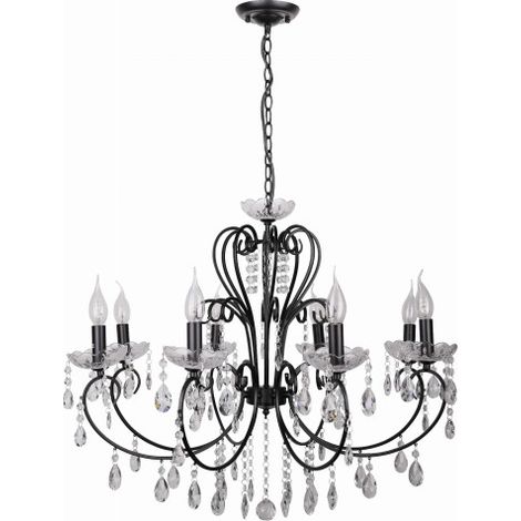 Lampadario Candellux Aurora cristallo nero 8xE14 38-73747